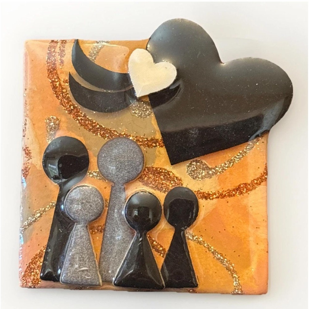 Vintage Heart Love People Pins by Lucinda Collectible Colorful Pin Brooch Black